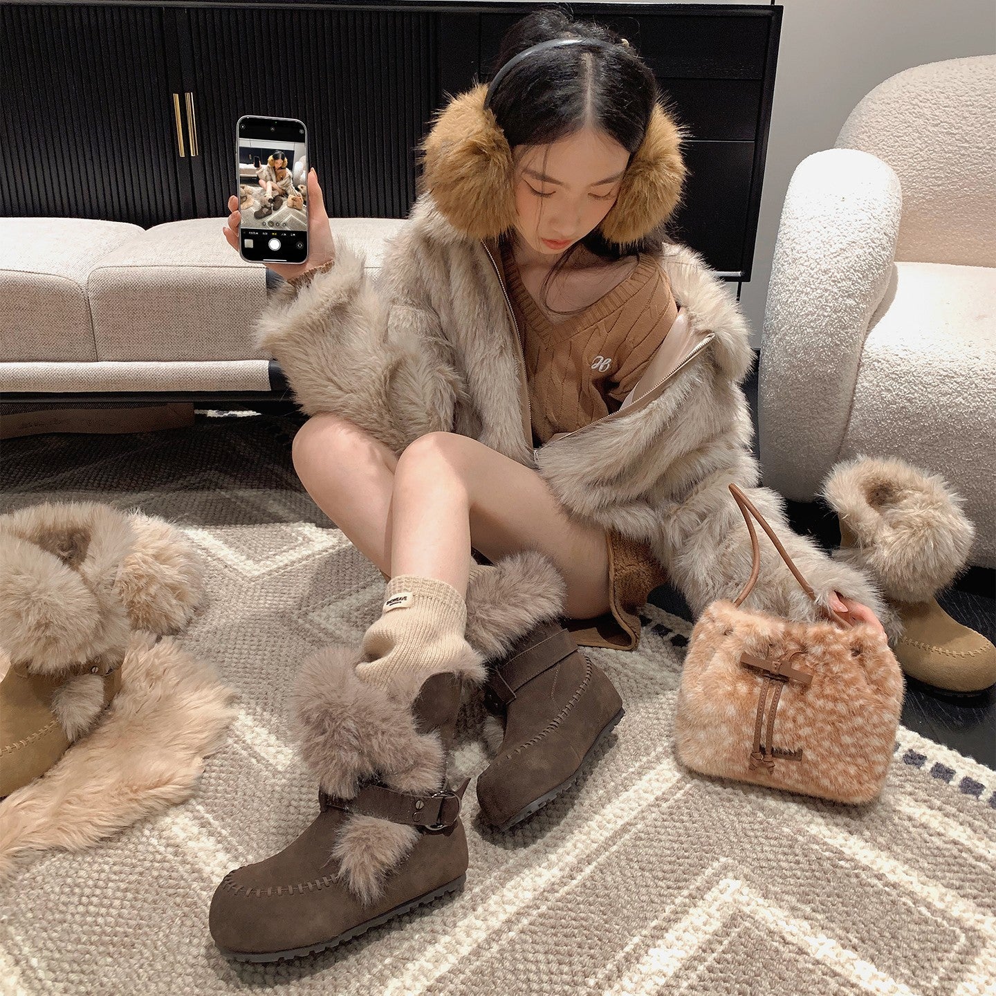 Damen kuschelige Winterboots mit weichem Innenfutter und modischem Fellrand Heidi Mode - Image 7