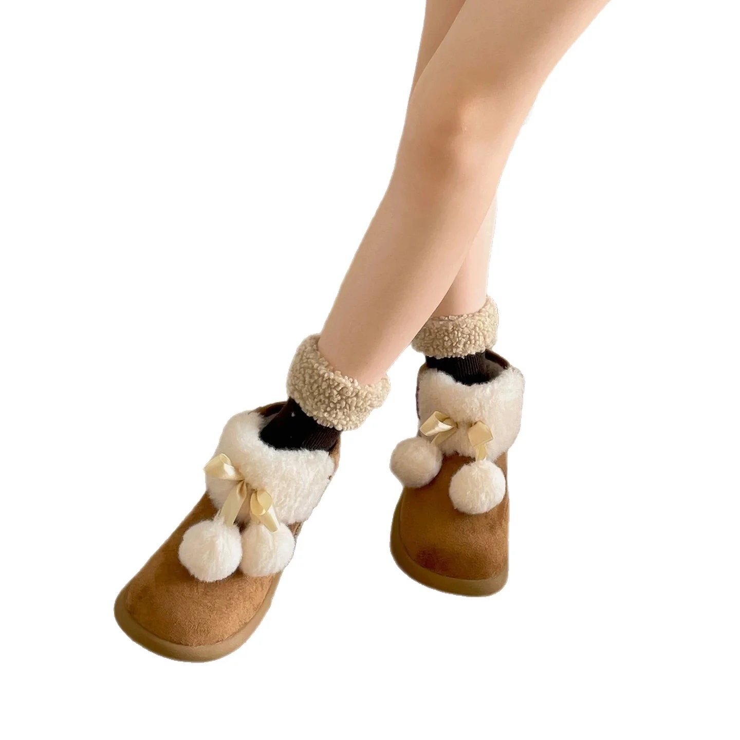 Damen Kuschelige Winterstiefel mit flauschigem Innenfutter und dekorativem Pompon Heidi Mode - Image 5