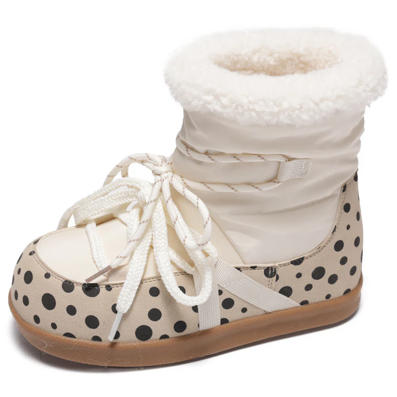 Damen Kuschelige Winterstiefel mit modischem Polka-Dot Design und weichem Kunstfellkragen Heidi Mode - Image 5