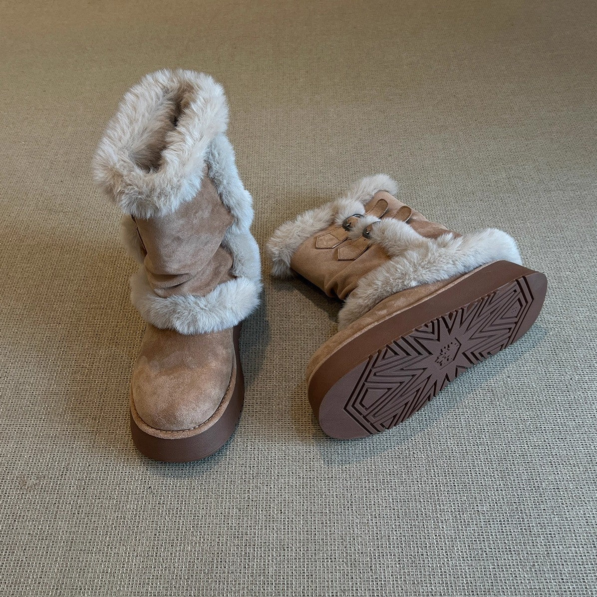 Damen kuschelige Winterstiefel mit modischer Fellverzierung Heidi Mode - Image 4