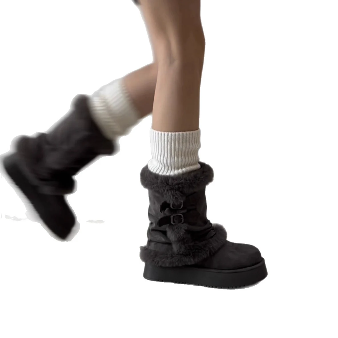 Damen kuschelige Winterstiefel mit modischer Fellverzierung Heidi Mode - Image 5