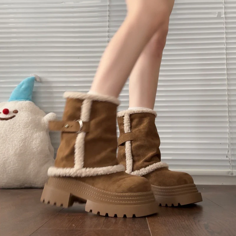 Damen kuschelige Winterstiefel mit modischer Schnallenverzierung Heidi Mode - Image 3