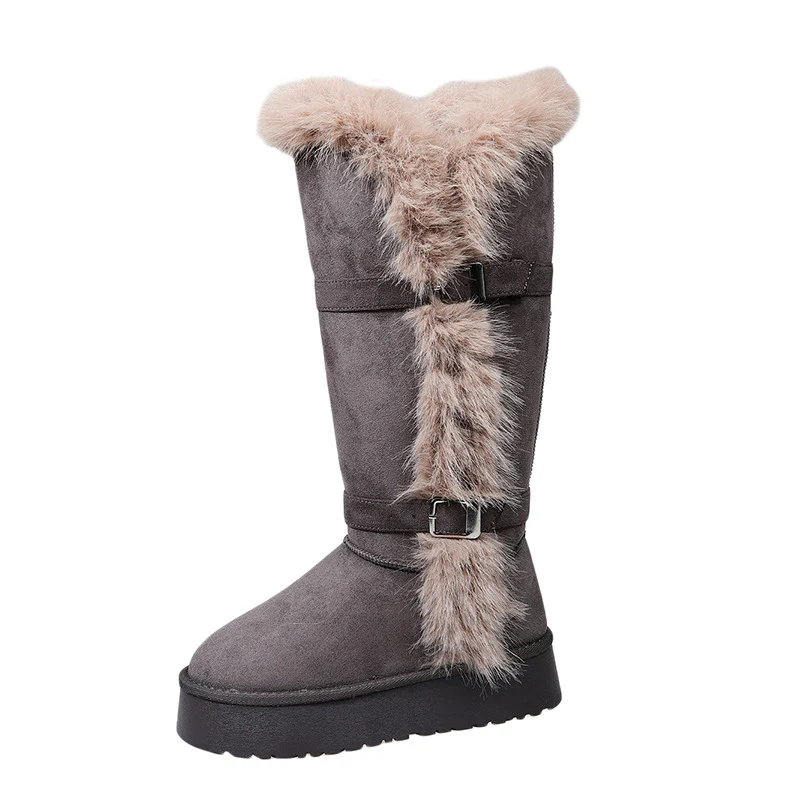 Damen kuschelige Winterstiefel mit weichem Kunstfellrand und modischen Schnallen Heidi Mode - Image 5