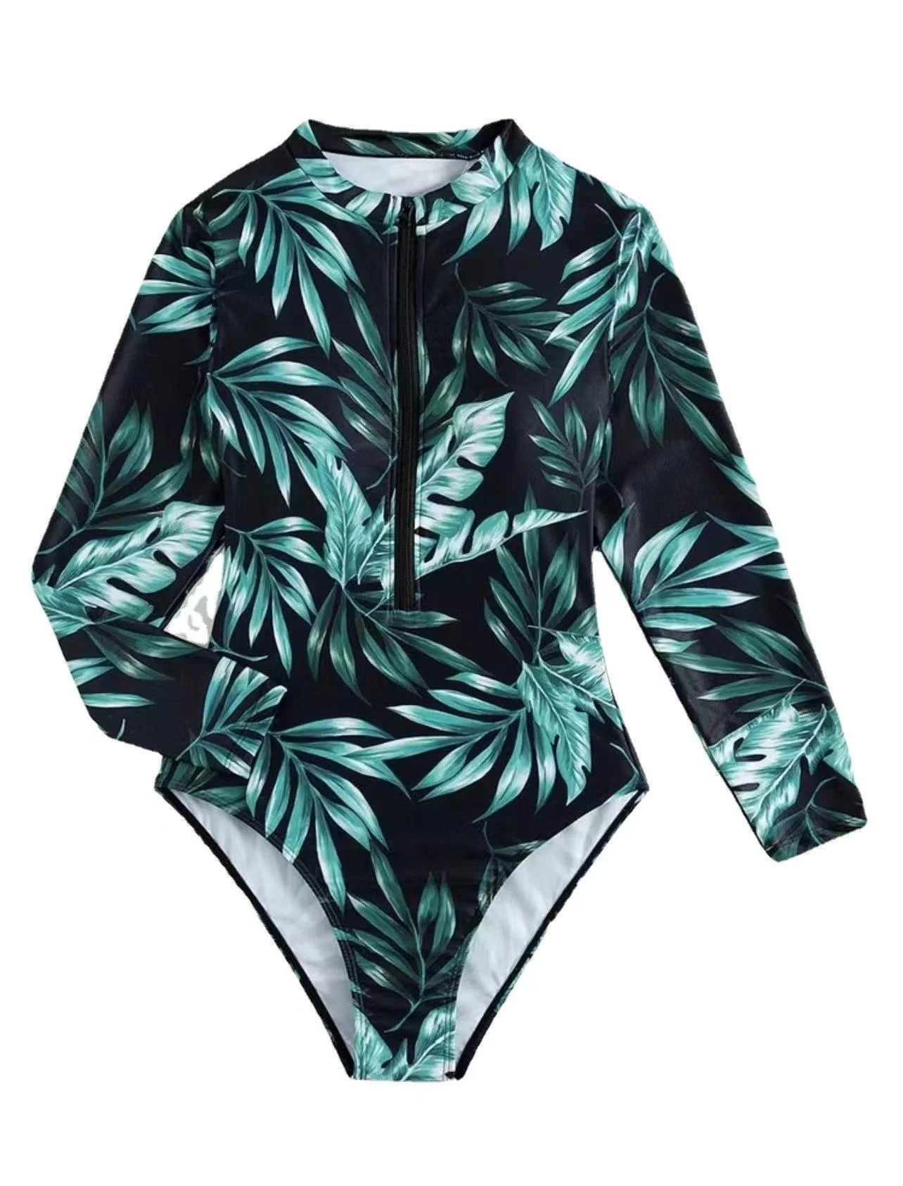Damen Langarm-Badeanzug mit Floralprint und Hochabschließendem Zip Heidi-Mode - Image 6