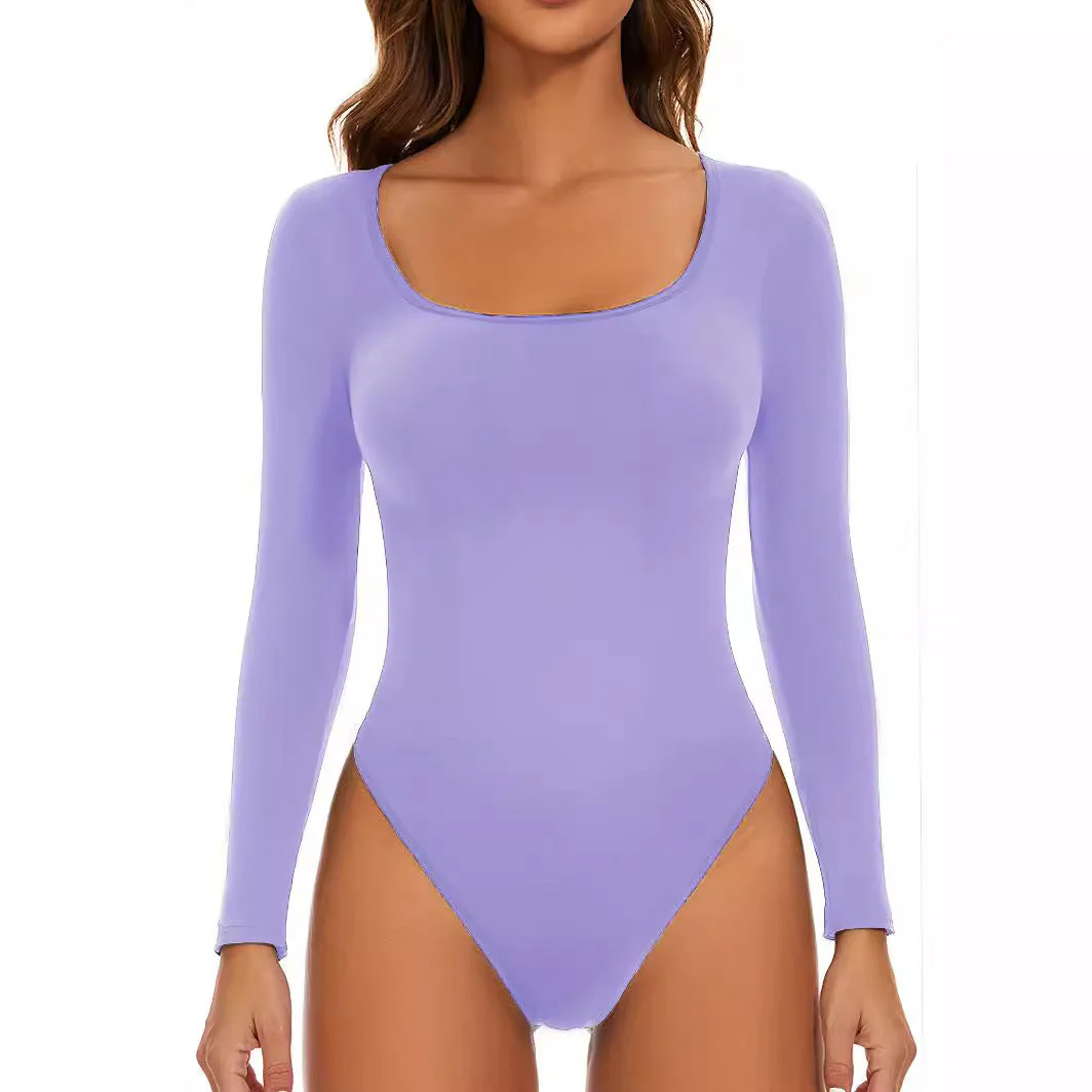 Damen Langarm Bodysuit mit Tiefem Rundhalsausschnitt und Figurbetontem Schnitt Heidi-Mode - Image 4