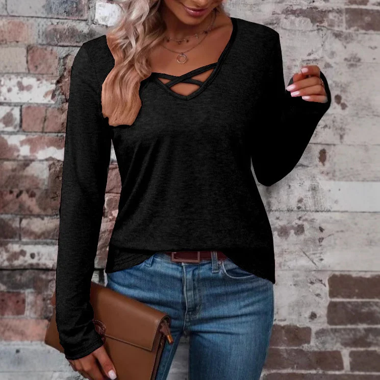 Damen langärmliges Shirt mit Kreuz-Ausschnitt Heidi-Mode - Image 5