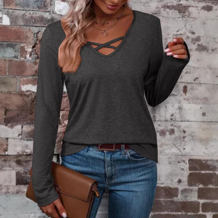 Damen langärmliges Shirt mit Kreuz-Ausschnitt Heidi-Mode - Image 6