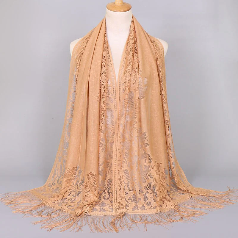 Damen Langer Spitzen-Schal mit Fransten Abschlüssen Heidi-Mode - Image 11