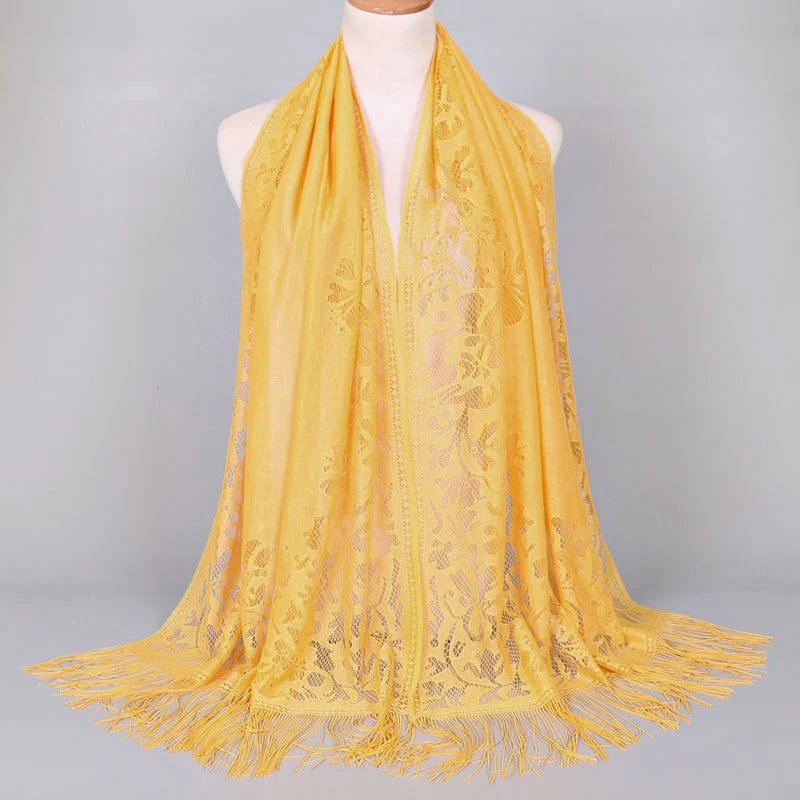 Damen Langer Spitzen-Schal mit Fransten Abschlüssen Heidi-Mode - Image 12
