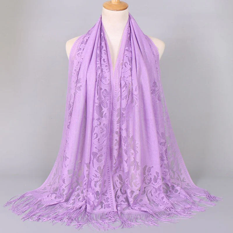 Damen Langer Spitzen-Schal mit Fransten Abschlüssen Heidi-Mode - Image 20