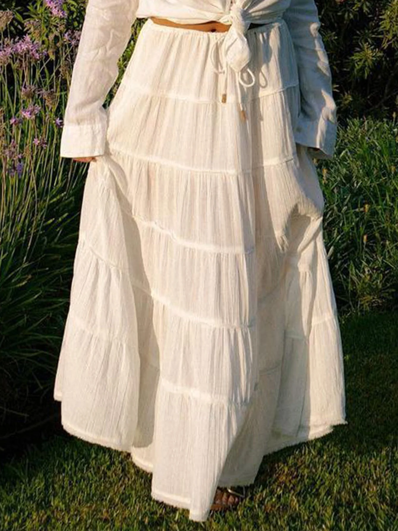 Damen Langer Stufenrock Aus Leichtem Material Heidi-Mode - Image 8