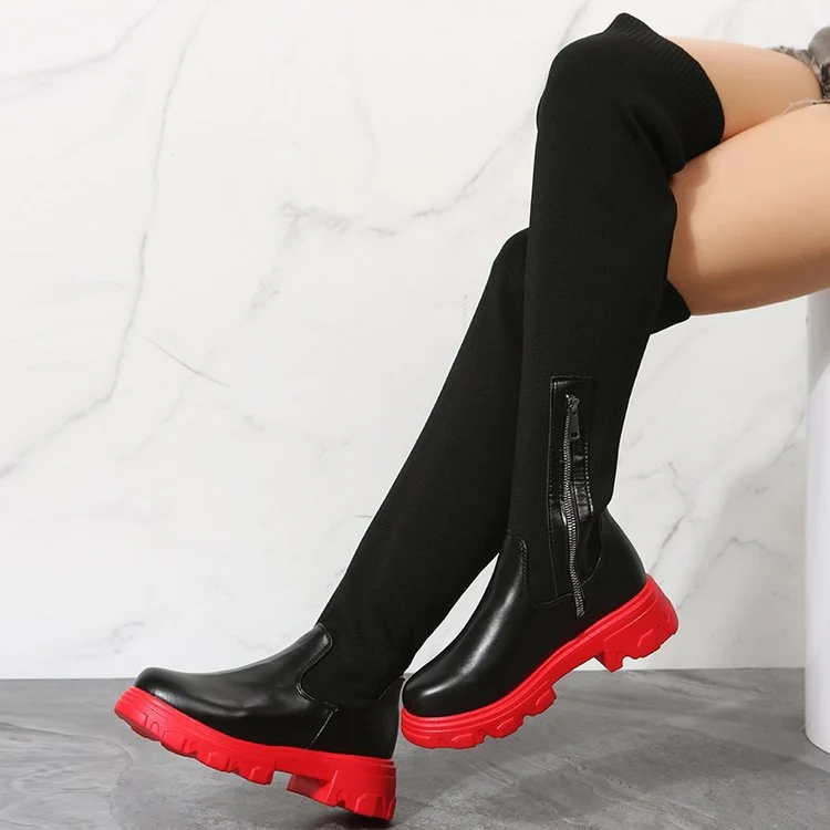 Damen Langschaft-Stiefel mit komfortabler Sohle und trendigem Strick-Design Heidi Mode - Image 3