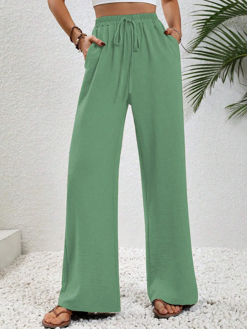 Damen Lässige, Breite Freizeithose mit Elastischem Bund und Seitlichen Taschen Heidi-Mode - Image 10