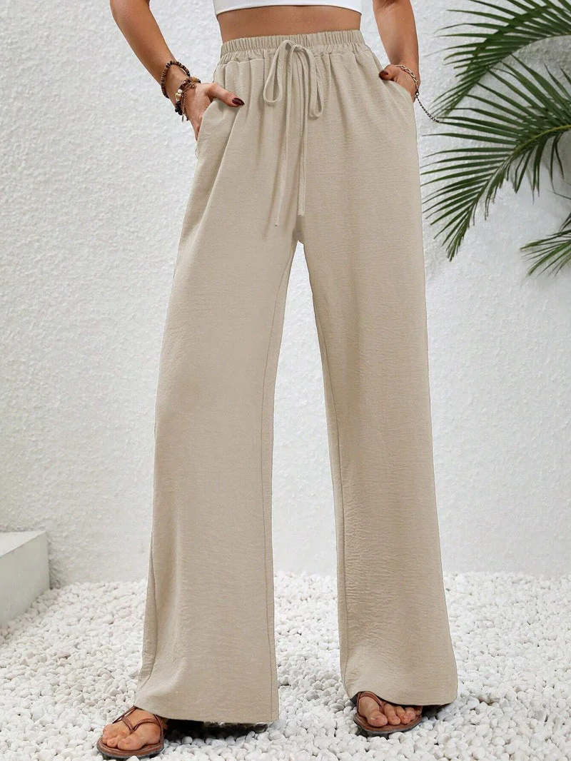 Damen Lässige, Breite Freizeithose mit Elastischem Bund und Seitlichen Taschen Heidi-Mode - Image 11