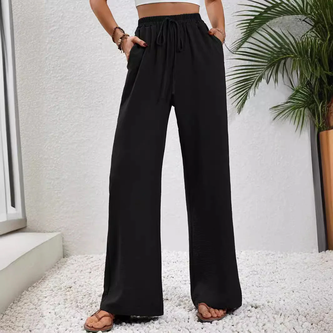 Damen Lässige, Breite Freizeithose mit Elastischem Bund und Seitlichen Taschen Heidi-Mode - Image 2