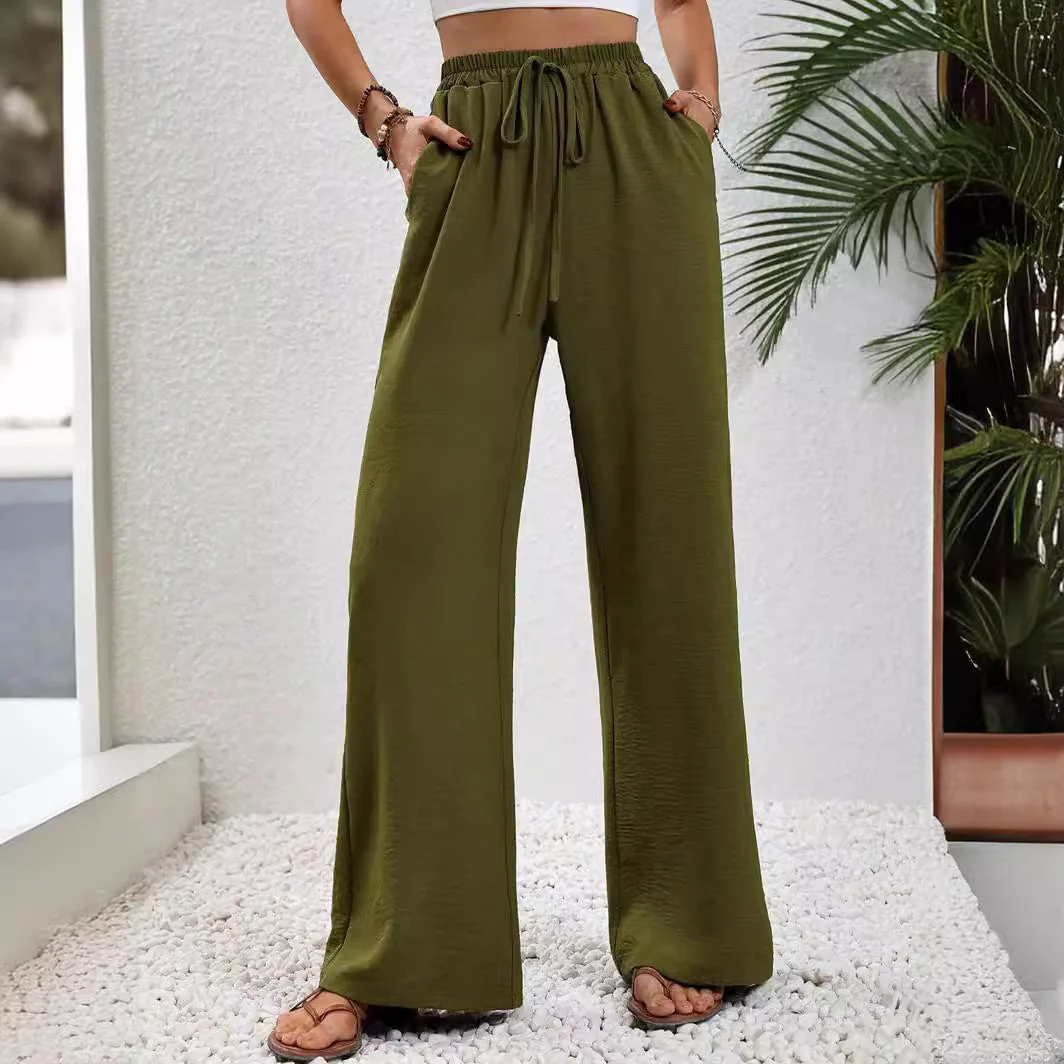 Damen Lässige, Breite Freizeithose mit Elastischem Bund und Seitlichen Taschen Heidi-Mode - Image 3
