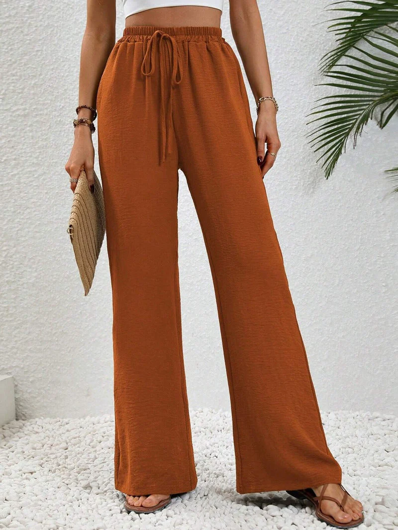 Damen Lässige, Breite Freizeithose mit Elastischem Bund und Seitlichen Taschen Heidi-Mode - Image 6