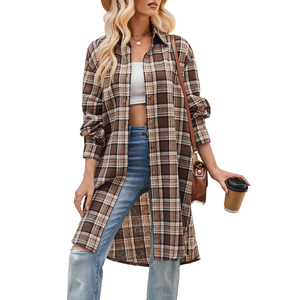 Damen Lässige Flanell-Hemdjacke Im Oversized-Schnitt Heidi-Mode - Image 3