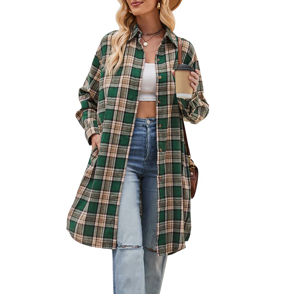 Damen Lässige Flanell-Hemdjacke Im Oversized-Schnitt Heidi-Mode - Image 4