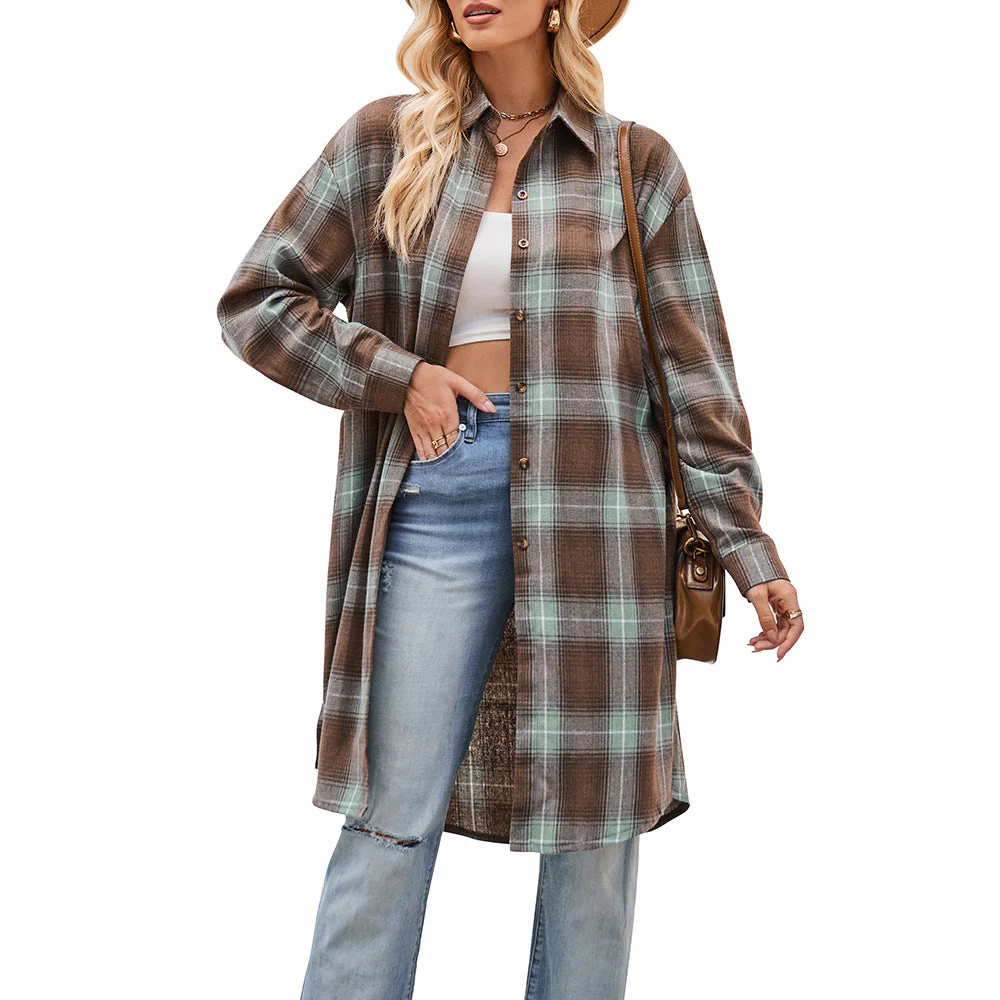 Damen Lässige Flanell-Hemdjacke Im Oversized-Schnitt Heidi-Mode - Image 5