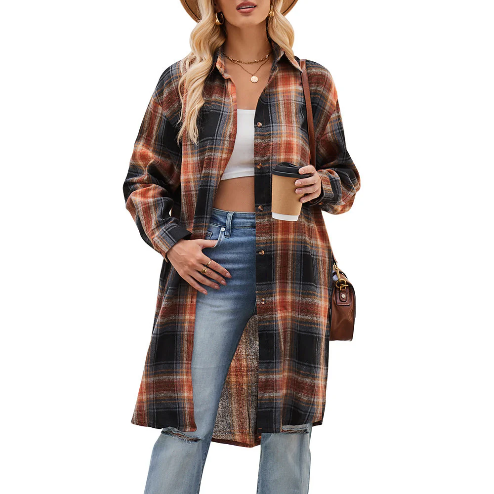 Damen Lässige Flanell-Hemdjacke Im Oversized-Schnitt Heidi-Mode - Image 6