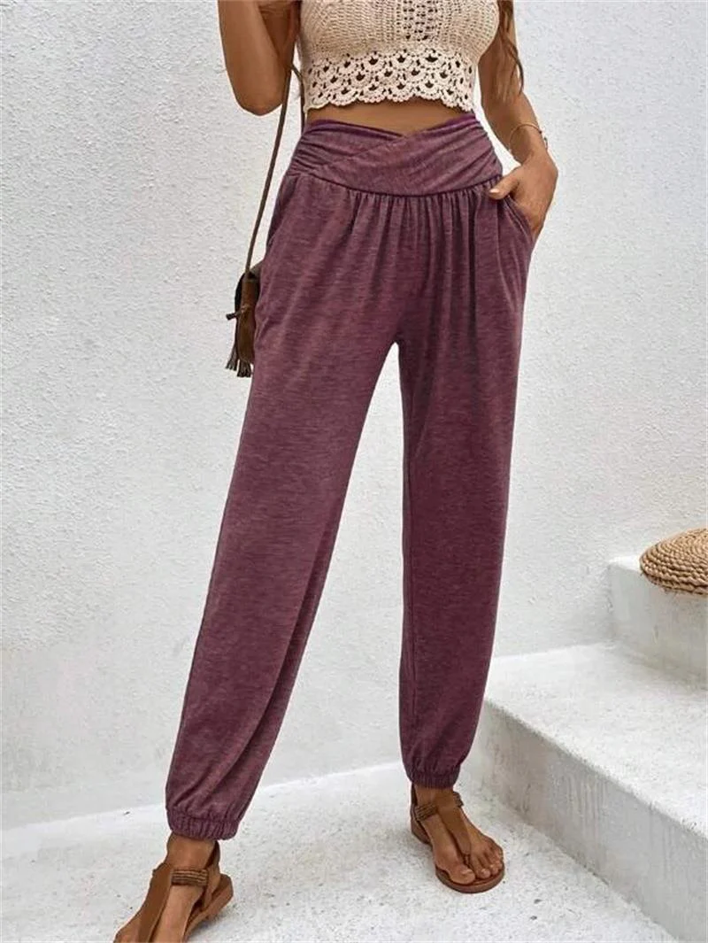 Damen Lässige Freizeithose mit Hohem Bund und Bequemen Gummizug Heidi-Mode - Image 2