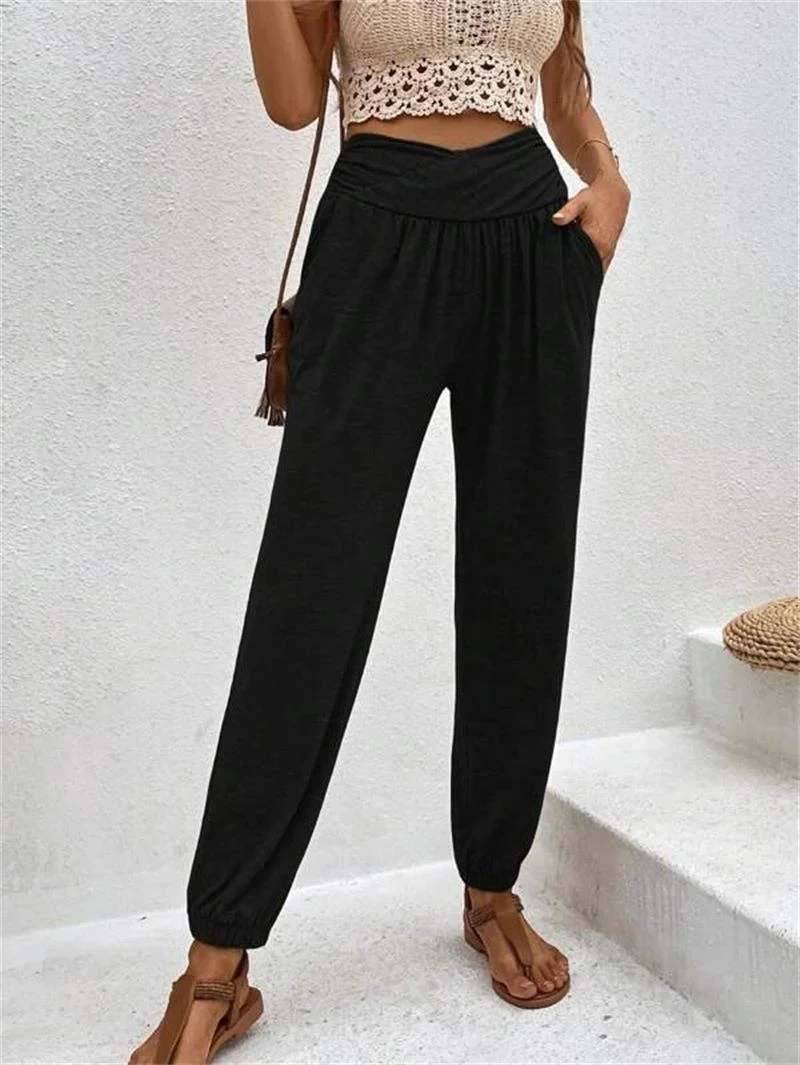 Damen Lässige Freizeithose mit Hohem Bund und Bequemen Gummizug Heidi-Mode - Image 8