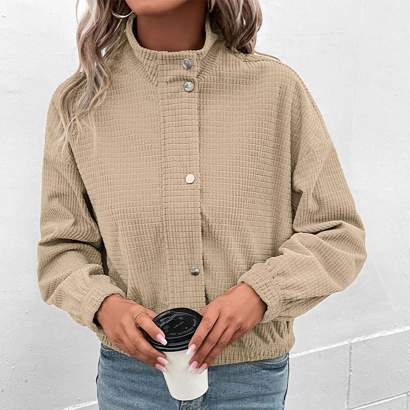 Damen Lässige Kapuzenjacke Aus Strukturiertem Material mit Reißverschluss Heidi-Mode - Image 2