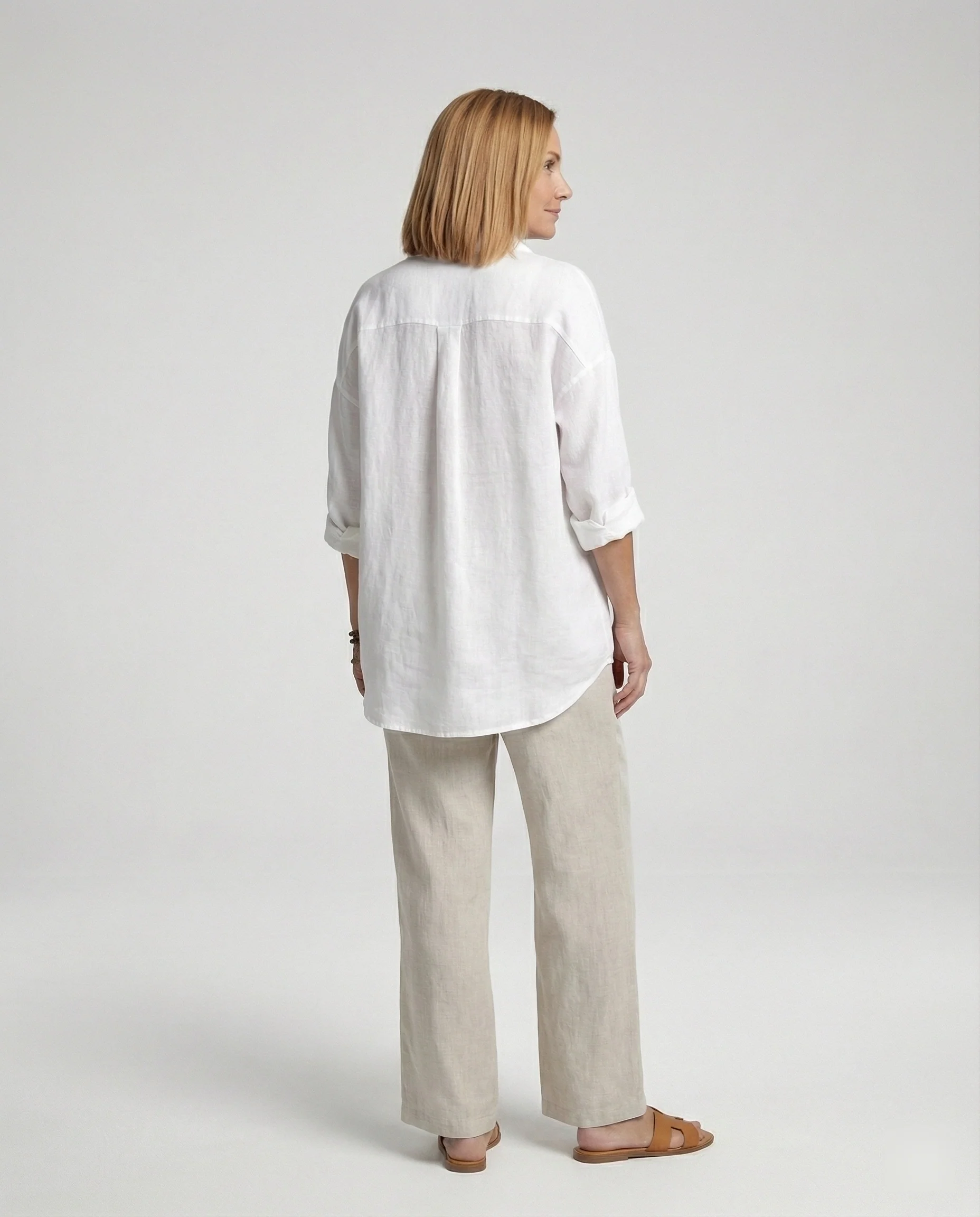 Leinenbluse Damen mit Knopfleiste - Image 3