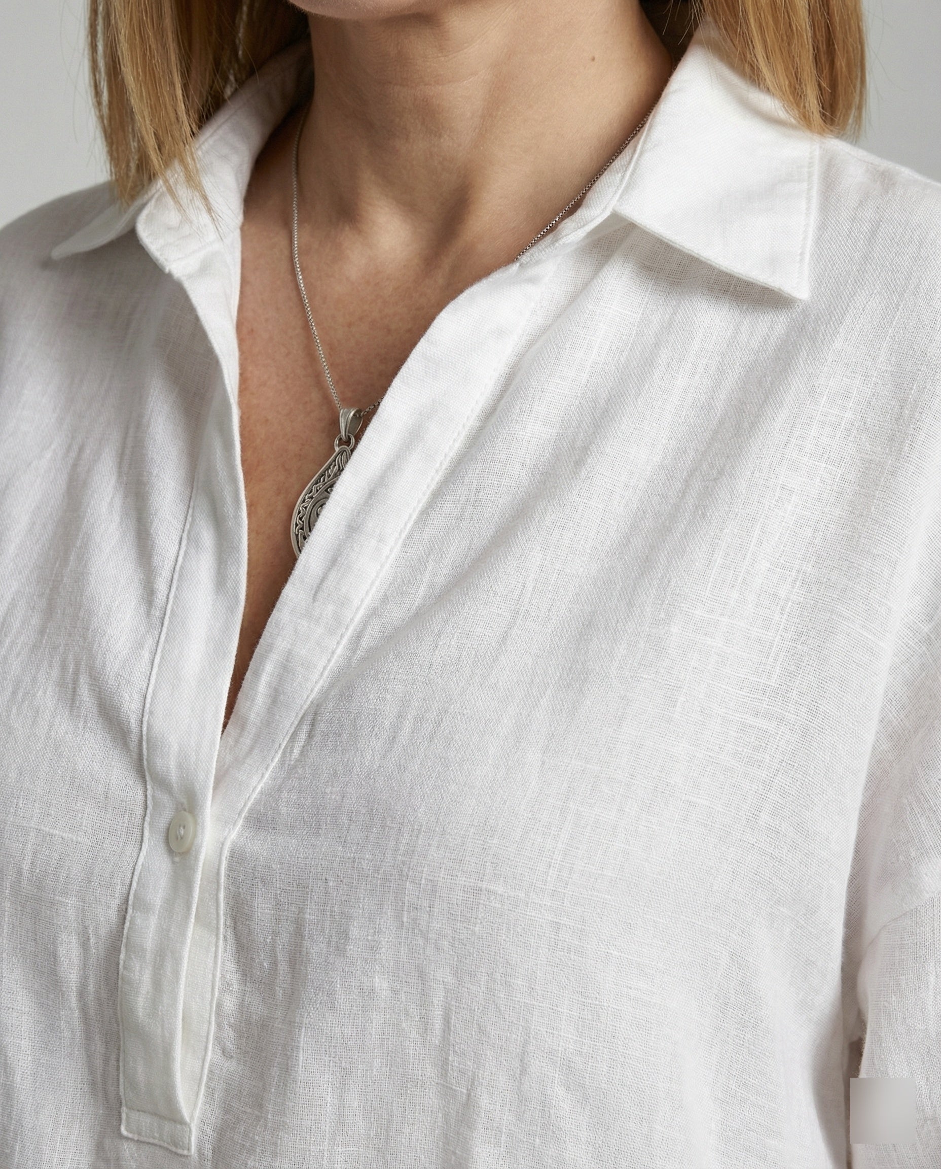 Leinenbluse Damen mit Knopfleiste - Image 4