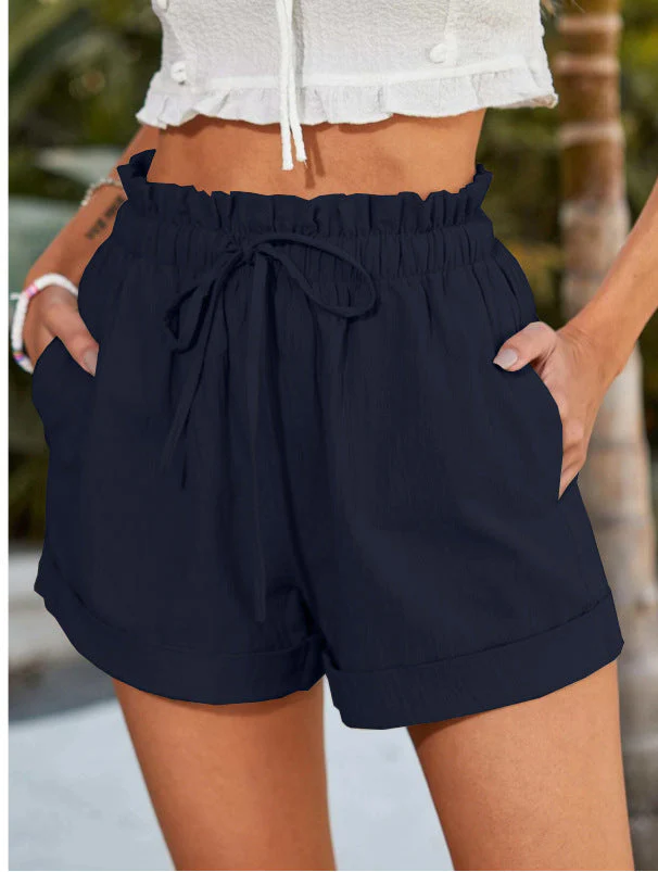 Damen Lässige Shorts mit Elastischem Bund und Rüschendetail Heidi-Mode - Image 2