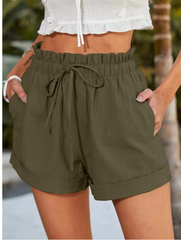 Damen Lässige Shorts mit Elastischem Bund und Rüschendetail Heidi-Mode - Image 4