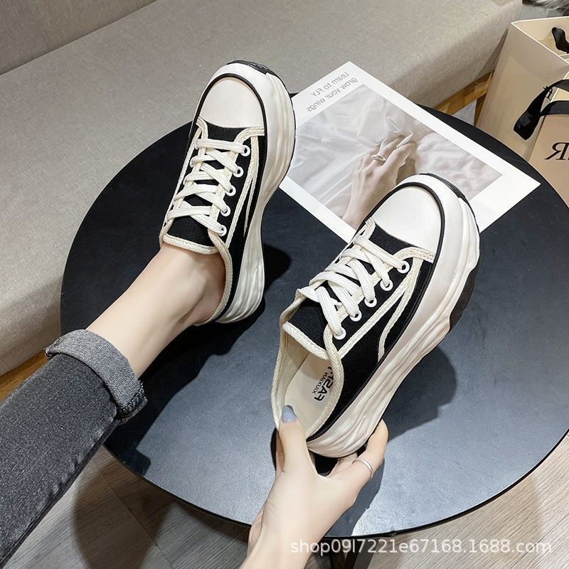 Damen lässige Stoff-Sneaker mit dickem Plateau und kontrastierenden Streifen Heidi Mode - Image 2
