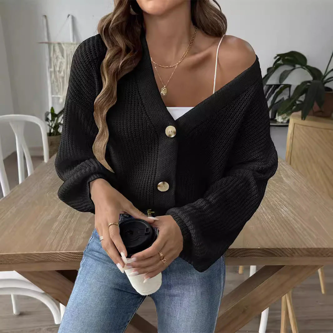 Damen Lässige Strickjacke mit Eleganter Knopfleiste und Weitem Schnitt Heidi-Mode - Image 3