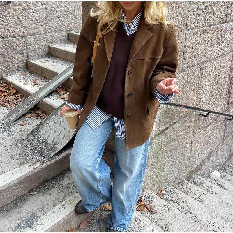 Damen lässige Wildlederjacke mit oversized Schnitt Heidi-Mode - Image 7