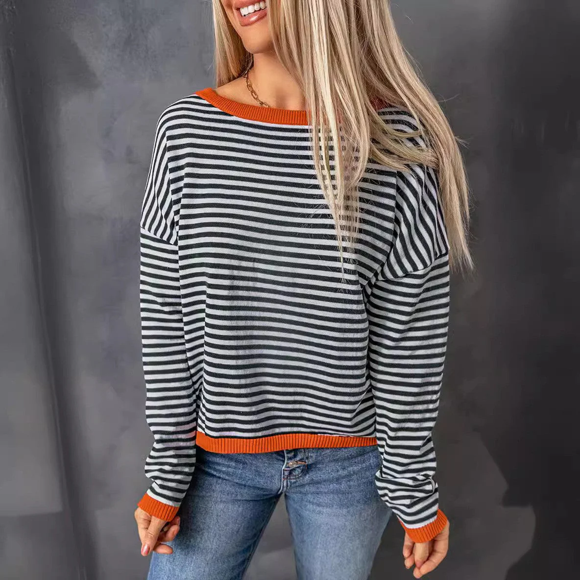 Damen Lässiger Gestreifter Pullover Heidi-Mode - Image 4