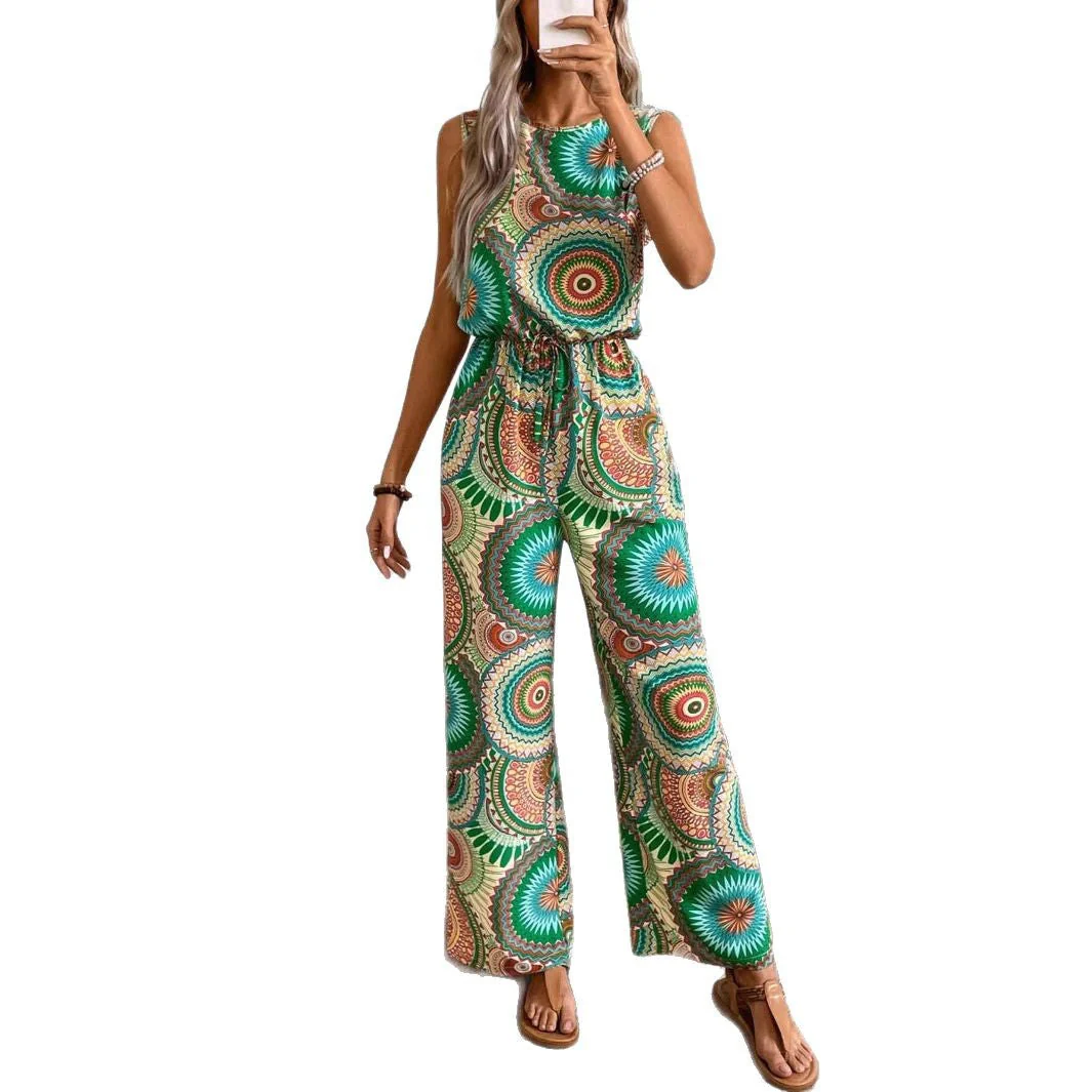 Damen Lässiger Jumpsuit mit Auffälligem Musterdetail und Elastischem Bund Heidi-Mode - Image 5