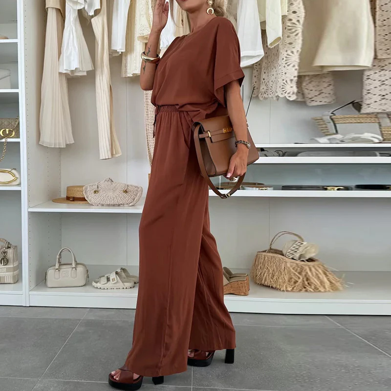 Damen Lässiger Jumpsuit mit weitem Bein und Taillenzug Heidi-Mode - Image 6