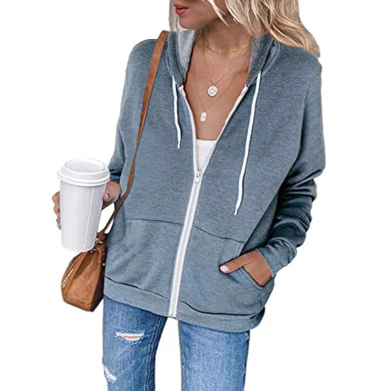 Damen Lässiger Kapuzenpullover mit Durchgehendem Reißverschluss und Praktischen Taschen Heidi-Mode - Image 5
