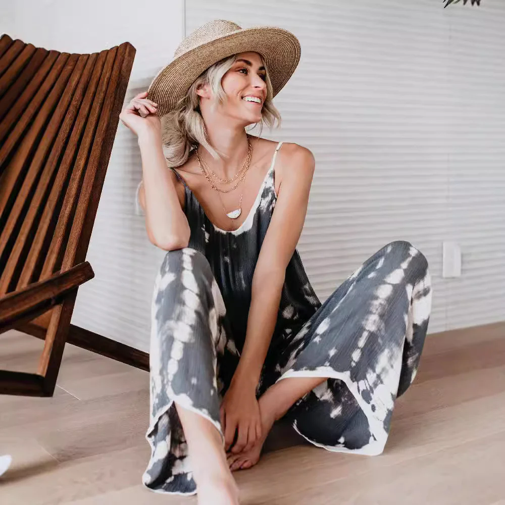 Damen Lässiger Maxijumpsuit aus leichtem Stoff mit Tie-Dye-Muster Heidi-Mode - Image 11