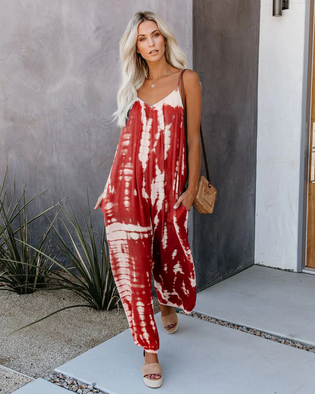 Damen Lässiger Maxijumpsuit aus leichtem Stoff mit Tie-Dye-Muster Heidi-Mode - Image 3