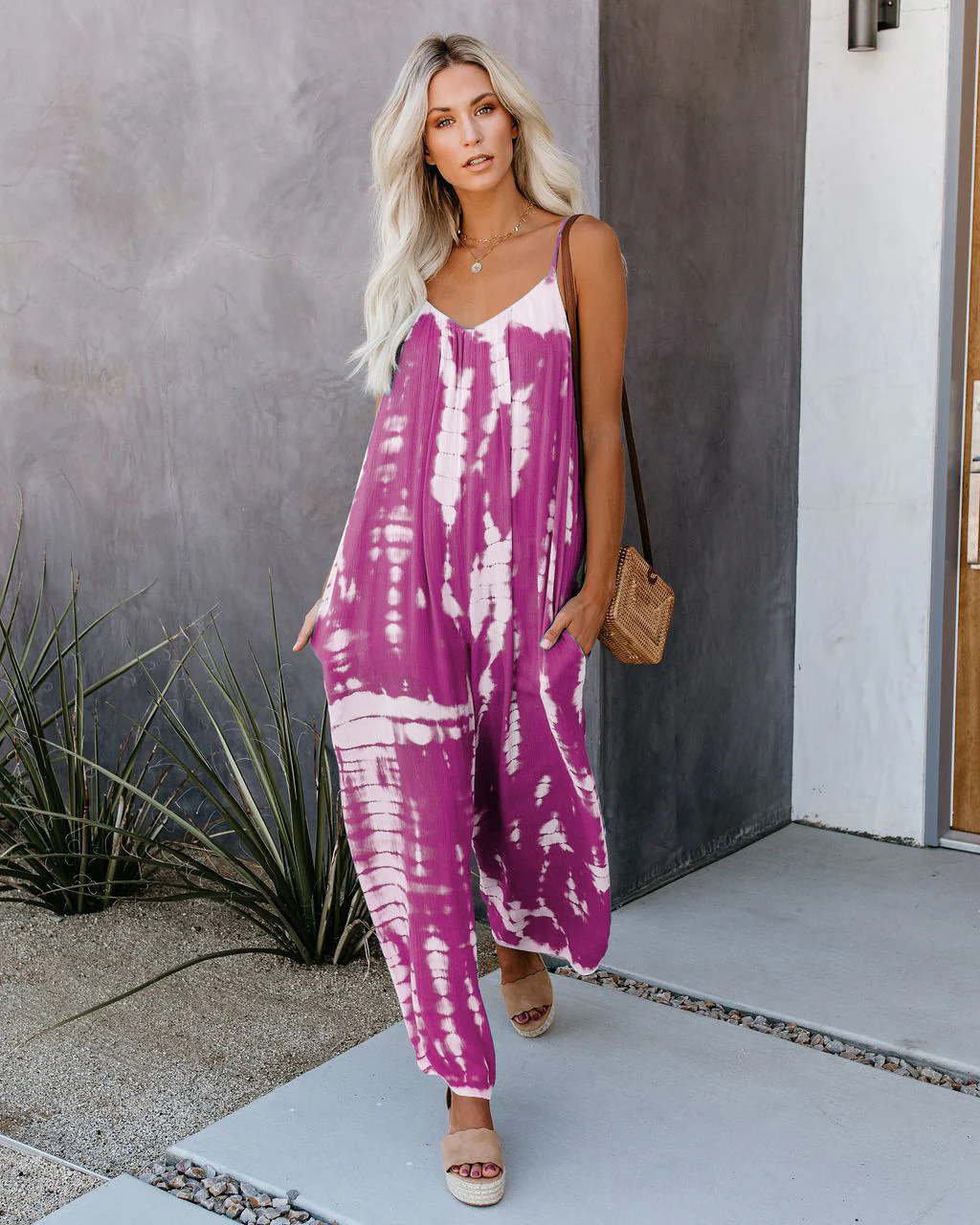 Damen Lässiger Maxijumpsuit aus leichtem Stoff mit Tie-Dye-Muster Heidi-Mode - Image 4
