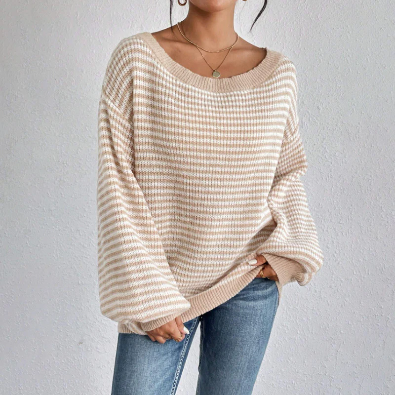 Damen lässiger Oversized-Pullover mit asymmetrischem Schnitt und modernem Gewebe Heidi-Mode - Image 4