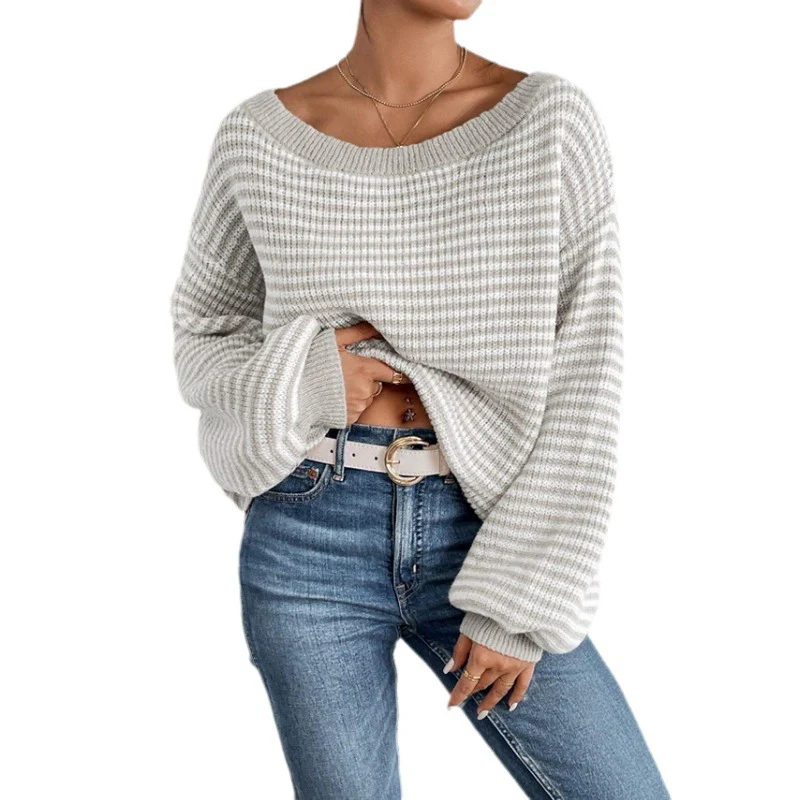 Damen lässiger Oversized-Pullover mit asymmetrischem Schnitt und modernem Gewebe Heidi-Mode - Image 6