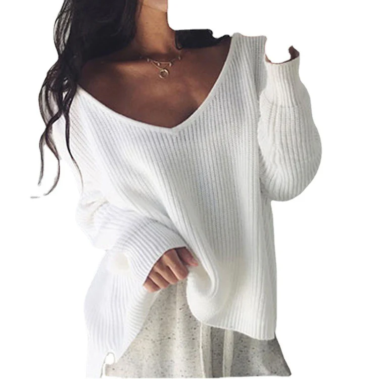 Damen lässiger Oversized Pullover mit asymmetrischem Schnitt und tiefem Rundhalsausschnitt Heidi-Mode - Image 5