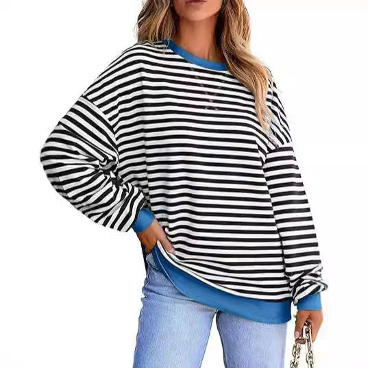 Damen Lässiger Sweater mit Breiten Streifen Heidi-Mode - Image 2