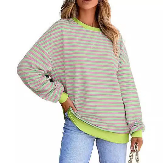 Damen Lässiger Sweater mit Breiten Streifen Heidi-Mode - Image 3