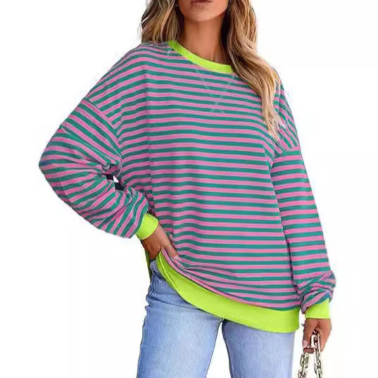 Damen Lässiger Sweater mit Breiten Streifen Heidi-Mode - Image 4