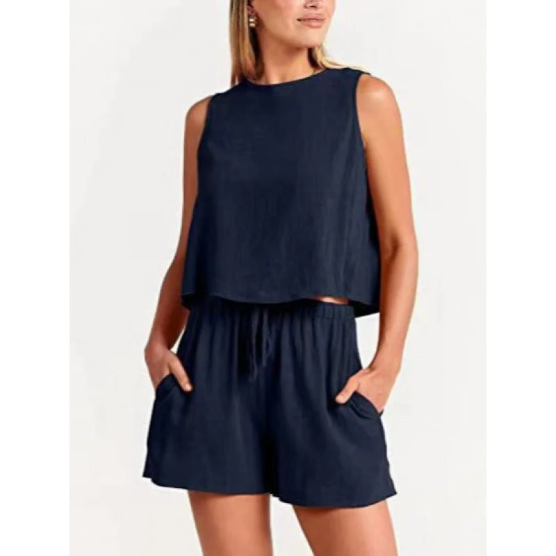 Damen Lässiger Zweiteiler mit Leichtem Oberteil und Shorts Heidi-Mode - Image 2