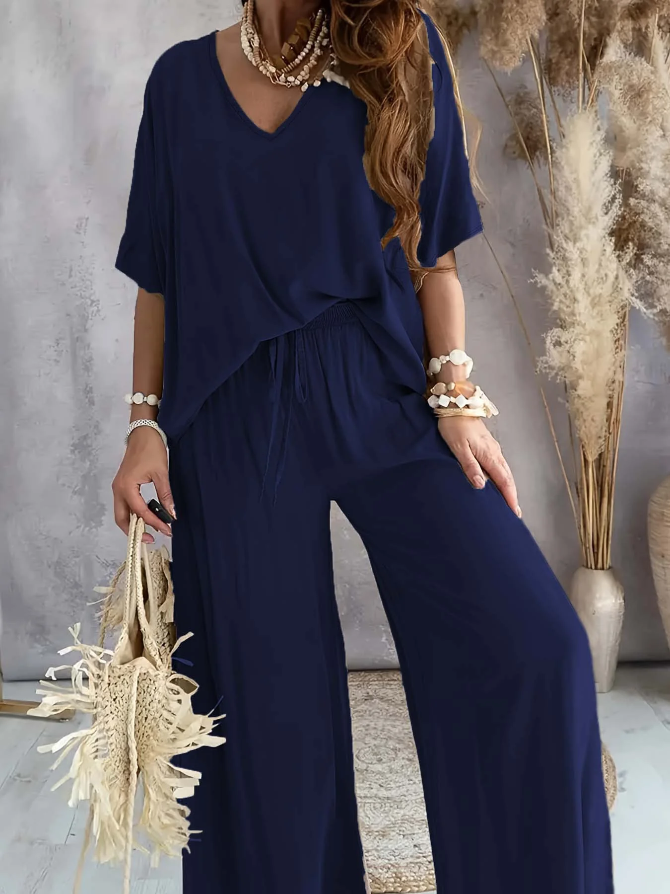 Damen Lässiges Freizeitoutfit bestehend aus lockerem Oberteil und weiten Hosen Heidi-Mode - Image 10